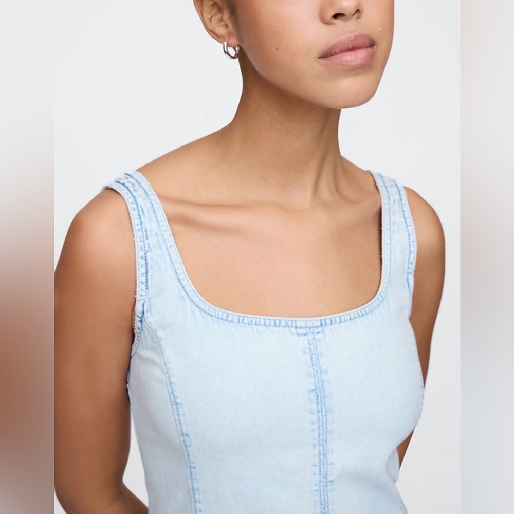 Gap Denim Stone Washed Casual Mini Dress NWT XL Summer Spring Vacation Beachy - Picture 4 of 6